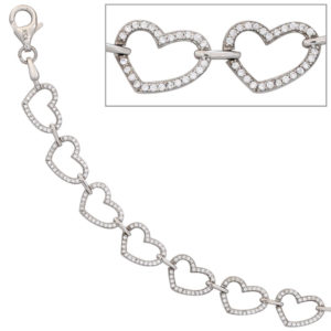 armband-herzen-silber-zirkonia-43444 | Valentinstag Geschenke