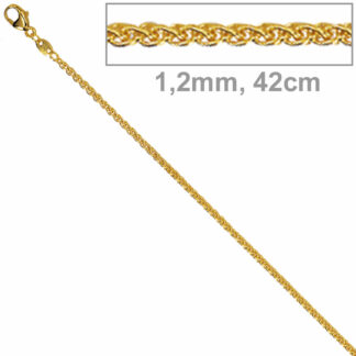 Zopfkette 333 Gelbgold 1,2 mm 42 cm