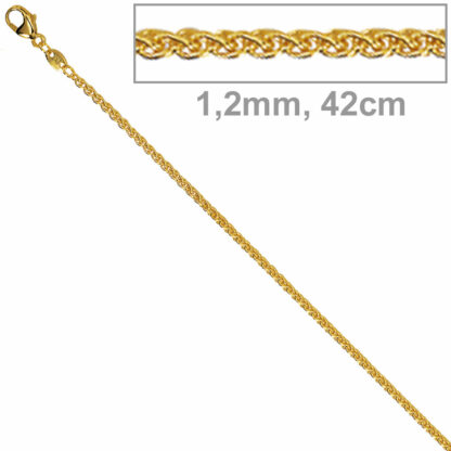 Zopfkette 333 Gelbgold 1,2 mm 42 cm