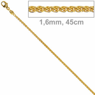 Zopfkette 333 Gelbgold 1,6 mm 45 cm