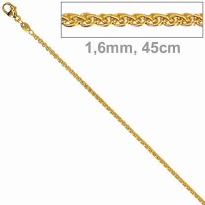 Zopfkette 333 Gelbgold 1,6 mm 45 cm
