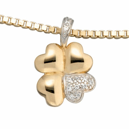 Anhänger "Kleeblatt" 333 Gelbgold mit Zirkonia