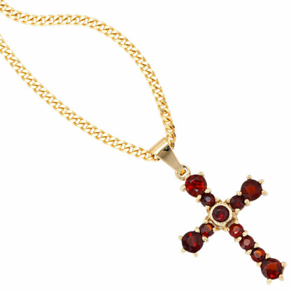 Anhänger "Kreuz" 333 Gelbgold mit Granat – Bild 2