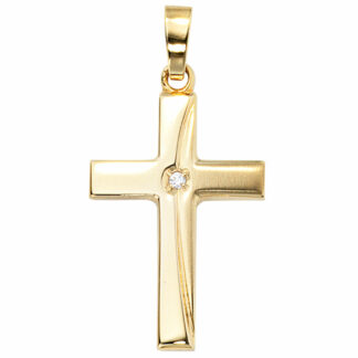 Anhänger "Kreuz" 333 Gelbgold mit Zirkonia
