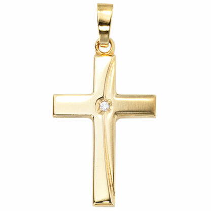 Anhänger "Kreuz" 333 Gelbgold mit Zirkonia