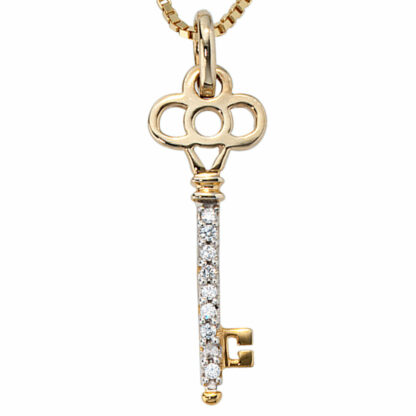 Anhänger "Schlüssel" 333 Gelbgold mit Zirkonia