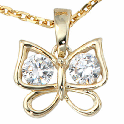 Anhänger "Schmetterling" 333 Gelbgold mit Zirkonia