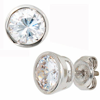 Ohrstecker 925 Sterling Silber mit weißen Zirkonia