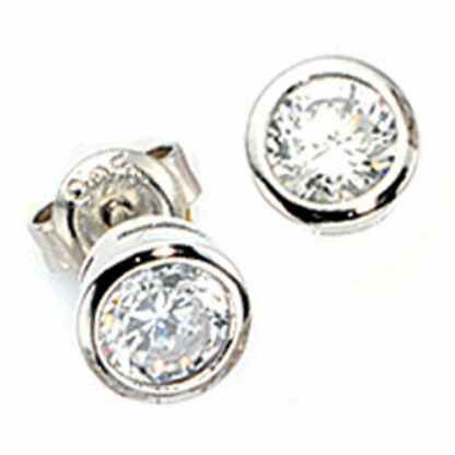 Ohrstecker 925 Silber mit weißen Zirkonia rund