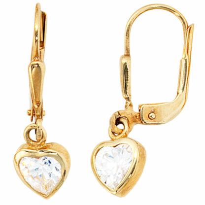 Boutons "Herz" 333 Gold mit Zirkonia weiß