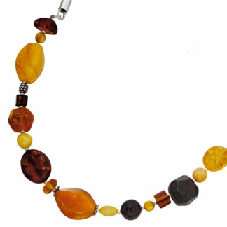 Collier Bernstein 925 Silber und Lederband
