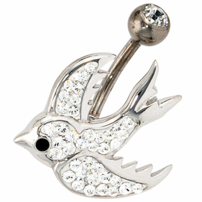 Piercing "Schwalbe" 925 Silber und Titan mit Swarovski Elements