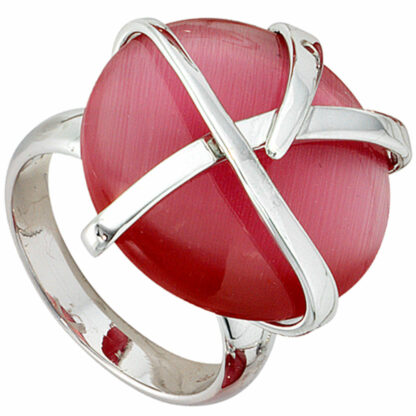 Ring 925 Silber mit einem Katzenauge pink