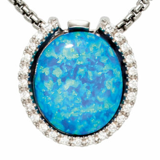 Anhänger 925 Silber mit einem Opal (synth.) und Zirkonia weiß
