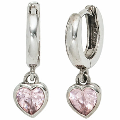 Creolen "Herz" 925 Silber mit Zirkonia rosé