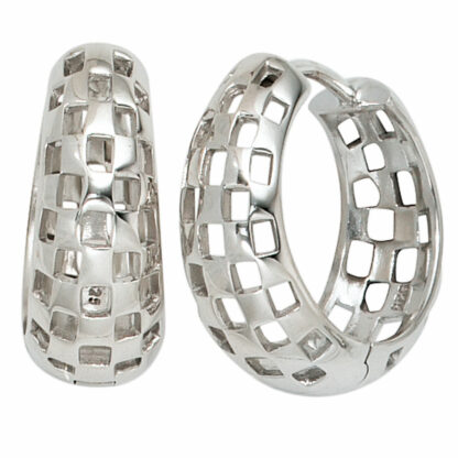 Creolen 925 Silber mit quadratischen Motiven
