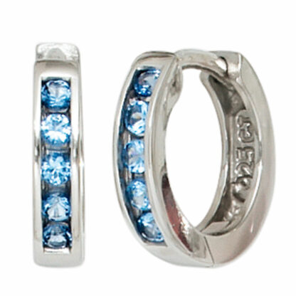 Creolen 925 Silber mit Zirkonia hellblau
