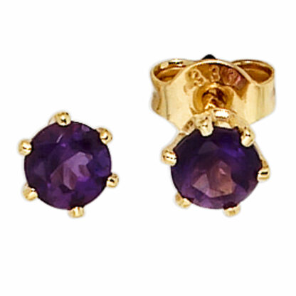 Ohrstecker 585 Gelbgold mit Amethysten
