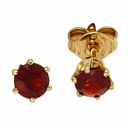 Ohrstecker 585 Gelbgold mit Granat
