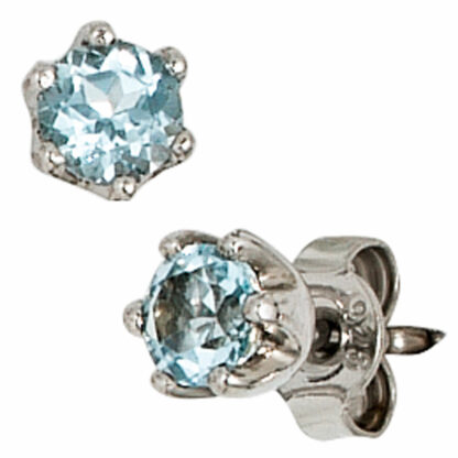 Ohrstecker 925 Silber mit Blautopasen
