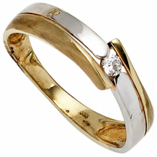 Ring 333 Gelb- und Weißgold mit Zirkonia