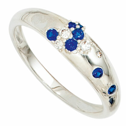 Ring 925 Silber mit Zirkonia weiß und blau
