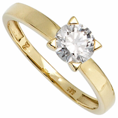 Solitär Ring 333 Gelbgold und Zirkonia