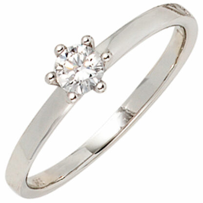 Solitär Ring 333 Weißgold mit Zirkonia weiß