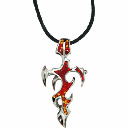 Collier "Kreuz" Edelstahl mit Seidenband – Bild 3