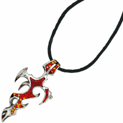 Collier "Kreuz" Edelstahl mit Seidenband – Bild 2