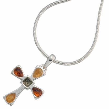 Anhänger "Kreuz" 925 Silber mit Bernstein – Bild 2