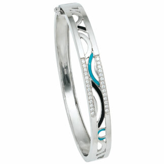 Armreif 925 Silber mit Zirkonia und Lackeinlage
