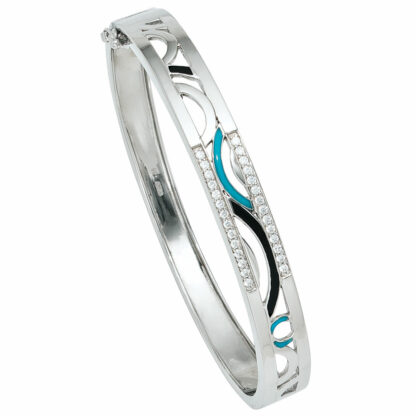 Armreif 925 Silber mit Zirkonia und Lackeinlage
 – Bild 2
