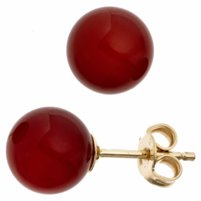 Ohrecker 333 Gelbgold mit Karneol
