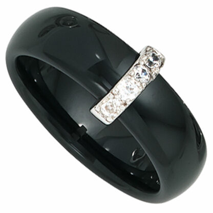 Ring Keramik schwarz mit Zirkonia