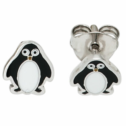 Ohrstecker "Pinguin" 925 Silber mit Lackeinlage