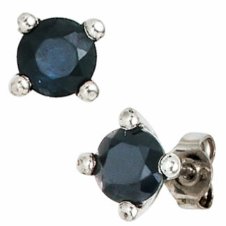Ohrstecker 925 Silber mit Blue Saphir facettiert
