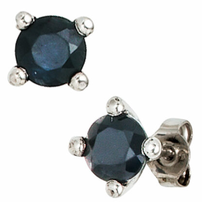 Ohrstecker 925 Silber mit Blue Saphir facettiert
