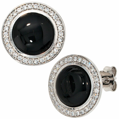Ohrstecker 925 Silber mit Onyx und Zirkonia
