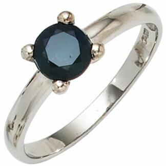 Ring 925 Sterling Silber mit Blue Saphir Solitär