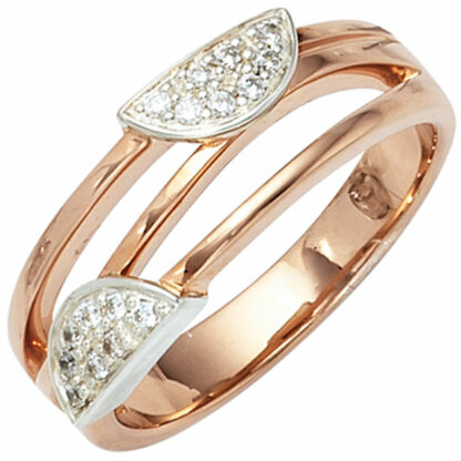 Ring 925 Silber und rotvergoldet mit Zirkonia