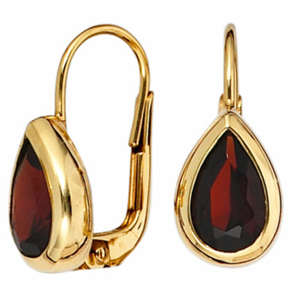 Boutons 375 Gelbgold mit Granat Edelsteinen 

