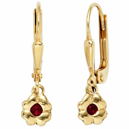 Boutons "Blume" 333 Gelbgold mit Rubinen