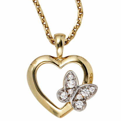 Anhänger "Herz mit Schmetterling" 333 Gold mit Zirkonia – Bild 3