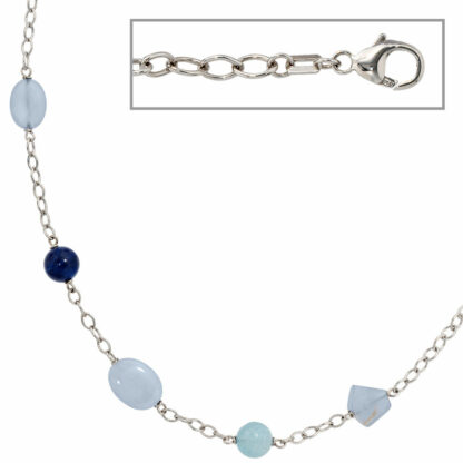 Edelsteincollier blau 925 Silber
