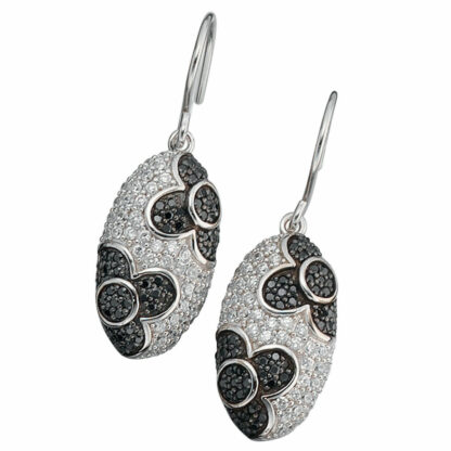 Ohrhaken Blumenmotiv 925 Silber mit Zirkonia 
