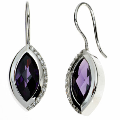Ohrhaken 925 Silber mit Zirkonia violett und weiß