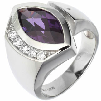 Ring 925 Silber mit Zirkonia violett und weiß