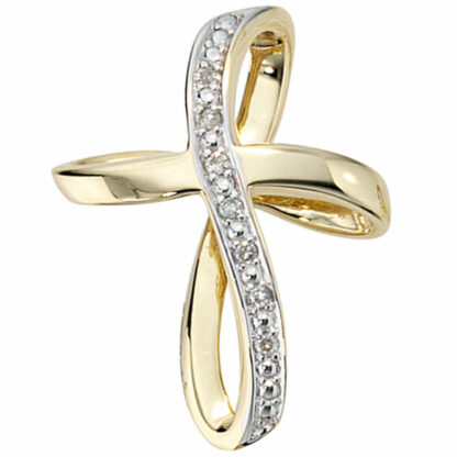 Anhänger "Kreuz" 585 Gelbgold mit Brillanten