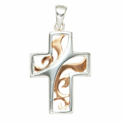 Anhänger "Kreuz" 925 Silber teilrotvergoldet